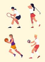 people practicing sports vector