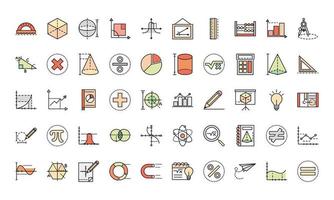 math education school science icons collection line and fill style vector