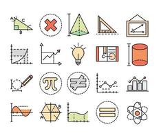 math education school science icons collection line and fill style vector