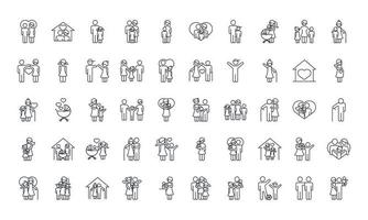 family day father mother kids grandparents characters set icon in outline style vector