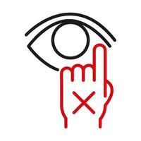 Dont touch your eye line bicolor style icon vector design