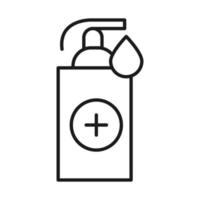 Soap dispenser and drop with cross line style icon vector design