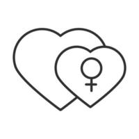 salud sexual corazón amor icono de línea de signo femenino vector