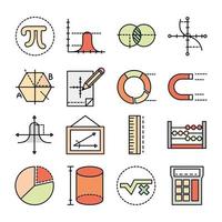 math education school science icons collection line and fill style vector