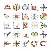 math education school science icons collection line and fill style vector