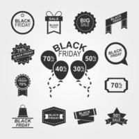 black friday offer discount collection icons with shadows on gray background silhouette style vector