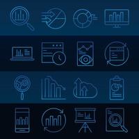 data analysis business financial diagram stock gradient blue line icons vector