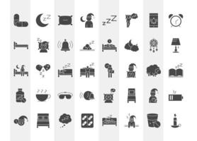 insomnia linear icons set includes pills moon pillow bed character and others vector