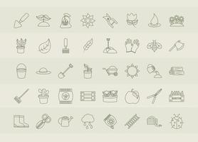 gardening tools packages of soil fertilizers seeds flowerpots planting and growing process icons set line icons style vector