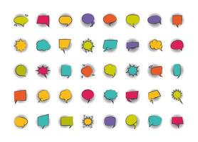 pop art retro comic empty speech bubbles halftone style flat icons set vector