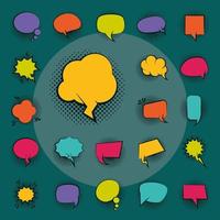 pop art retro comic empty speech bubbles halftone style flat icons collection vector