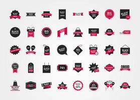 black friday big seasonal sale set of icons flat style vector