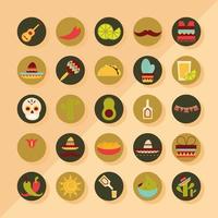 mexican icons set festive party decoration celebration flat design vector