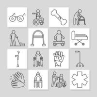diseño de colección de iconos lineales del día mundial de la discapacidad vector