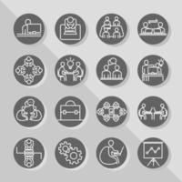 coworking office business workspace coworkers working laptop or computer line icons design vector