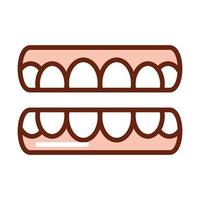 human body teeth mouth anatomy organ health line and fill icon vector