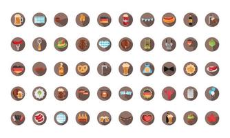 oktoberfest beer festival celebration german traditional block flat icons set vector