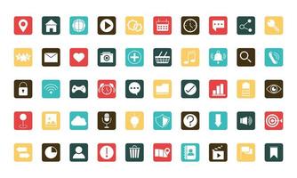 mobile application web button menu digital flat style icons set vector