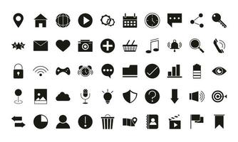 mobile application web button menu digital silhouette style icons set vector