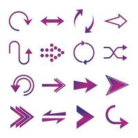 arrows direction guide cursor web navigation icons set gradient style vector