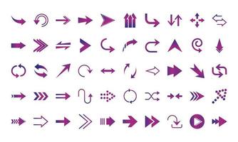 arrows direction guide cursor web navigation icons set gradient style vector