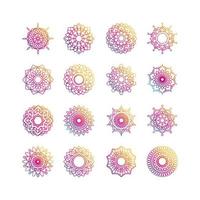 mandala decoration ornament flower motif ethnic oriental gradient style icon set vector