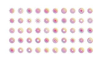 mandala decoration ornament flower motif ethnic oriental gradient style icon set vector