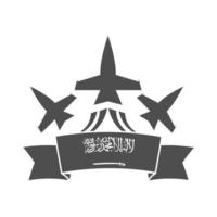 día nacional de arabia saudita aviones voladores cinta celebración silueta estilo icono vector