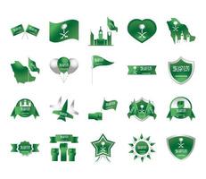 kingdom of saudi arabia national day celebration freedom national icons set gradient style vector