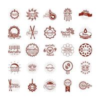 happy navratri indian celebration goddess durga culture traditonal icons set flat style vector