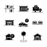 parking transport business line style icons set design vector