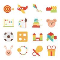 toy object for small children to play flat style cartoon icons set vector