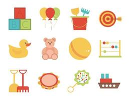 toy object for small children to play flat style cartoon icons set vector