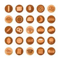 bread menu bakery food product block and flat icons set vector