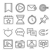 social media digital internet network communicate technology line style icons set vector