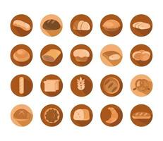 bread menu bakery food product block and flat icons set vector