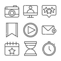 social media digital internet network communicate technology line style icons set vector