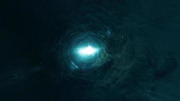 bucle volar a través del túnel de nubes de océano verde resplandor video