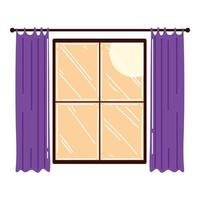 window frame with curtains decoration interior vector