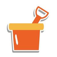 Summer sand bucket with shovel sticker vector design