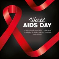 poster world aids day with ribbon vector