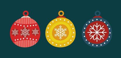 set of balls christmas decoration vector