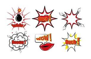 bundle of expression style pop art vector