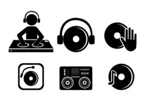 bundle dj music set icons vector