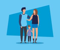 parents with daughter avatar character vector