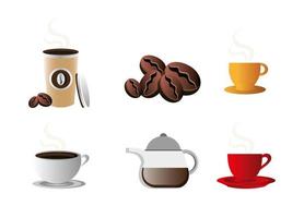 bundle coffee of set icons vector