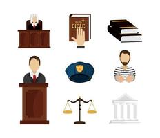 set of legal law and justice icons vector