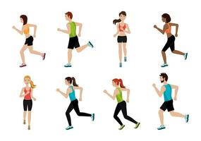 group of athletic people avatar characters vector