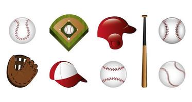 bundle of baseball and icons vector