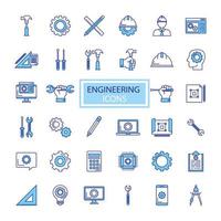 bundle of engineering set icons vector